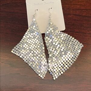 Silver Mesh Dangle Earrings